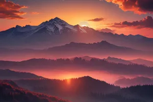Mountain Sunset Landscape 4K