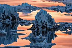 Arctic Glacier Under Midnight Sun
