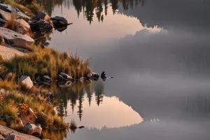 Foggy Lake Reflection