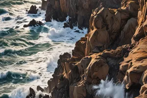 Coastal Cliffs and Crashing Waves