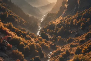 Vertical Sunrise Through Valley