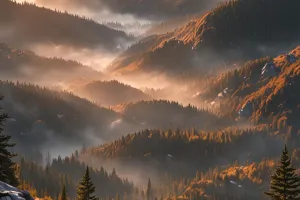 Misty Alpine Sunrise Valley