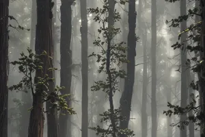 Misty Pine Forest Morning