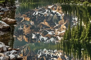 Mountain Lake Reflection Noon